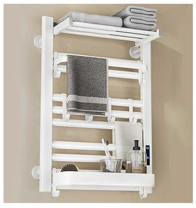 WRJAHCG Basso Consumo Scaldasalviette Elettrico,Intelligente Termoarredo Bagno A Parete,Porta Asciugamani da Bagno con Termostato,White 60,Right Line