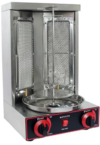 KLYDBMYT Máquina de shawarma a Gas, máquina de Kebab Vertical de Acero Inoxidable a propano, asador de Carne a GLP Comercial, Parrilla giratoria para el hogar, Horno asador, Plateado, 220 V