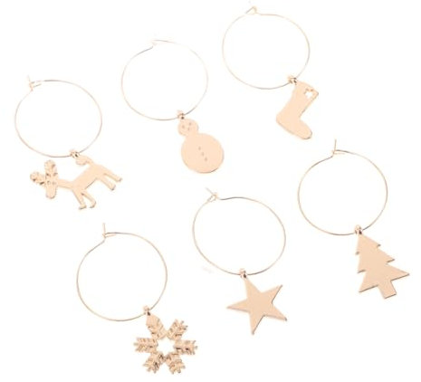 IMIKEYA 6pezzi in Metallo Per Bicchieri Da Vino Design Natalizio Per Feste e Riunioni Riutilizzabili e Ecologici