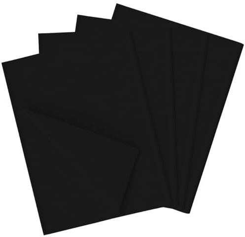 80 Blatt schwarzes Seidenpapier, 70 x 50 cm, Geschenkpapier für Kunsthandwerk, DIY, Geburtstag, Weihnachten, Hochzeit, Babyparty, Geschenkdekoration