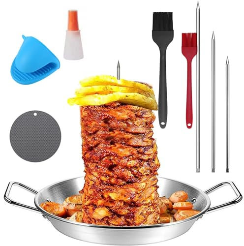Spiedo verticale in acciaio inox 304 da 25,4 cm, ideale per grigliare barbecue e girarrosto, perfetto per chef casalinghi