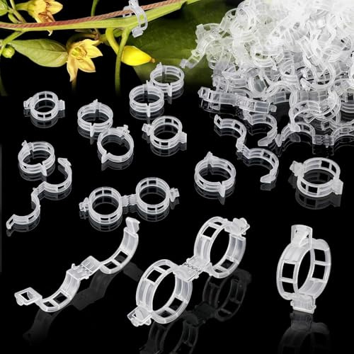 150 Stück Pflanzenclips für Kletterpflanzen, Pflanzenklammern Tomaten Rankhilfe Kletterhilfe Pflanzen, Pflanzen Clips Blumenklammern, Kunststoff Tomatenklammern für Kletterpflanzen (150, Transparent)