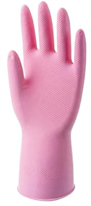 NihaoWXM Household Gloves Female Waterproof Rubber Latex Dishwashing Gloves Kitchen Durable Cleaning Housework Chores Dishwashing Tools(Pink 1Pairs,78 * 92cm)