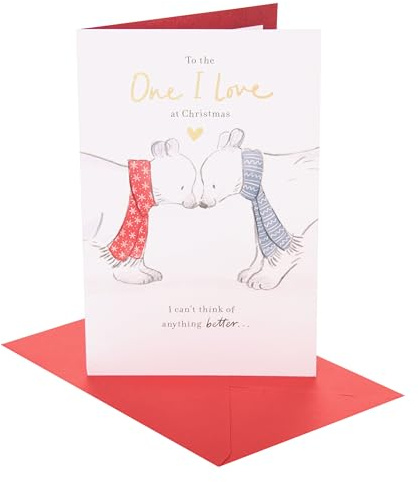 UK Greetings Weihnachtskarte für die, die ich liebe, Weihnachtsgeschenke, für Sie/Ihn, verliebte Bären, mit Umschlag, 22,9 x 14,9 cm