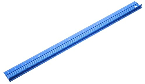 PATIKIL 45cm/18 Aluminum Cutting Rule Ruler, L-Type Cutting Ruler with Non Slip Rubber Backing Measuring Tool Accessory for Safe Use Cut Length Measurement, Blue