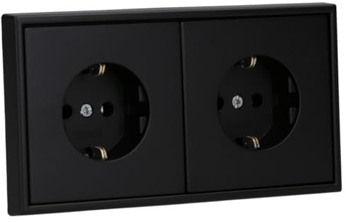 JUNG Serie LS 2x Steckdosen Set Graphitschwarz Matt | mit 2x LS1520SWM SCHUKO Steckdosen, LS982SWM Rahmen 2-fach