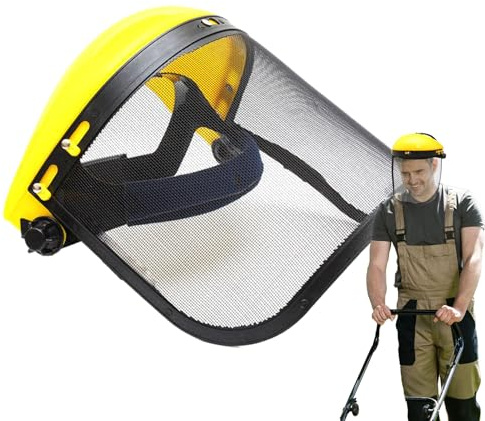 1 Piece Safety Face Shield - Adjustable Size Safety Helmet With Visor Chainsaw Helmet Strimmer Face Guard Facee Protection Shield Forestry Hat For Gardening Logging Lawn (Yellow)