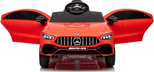 Playhouse Kinder Elektroauto Mercedes CLA 4x4 AMG 180 Watt, 12V 7ah, Ledersitz, 4 Stoßdämpfer, Eva Räder, Fernbedienung, Kinderauto Kinderfahrzeug (Rot)