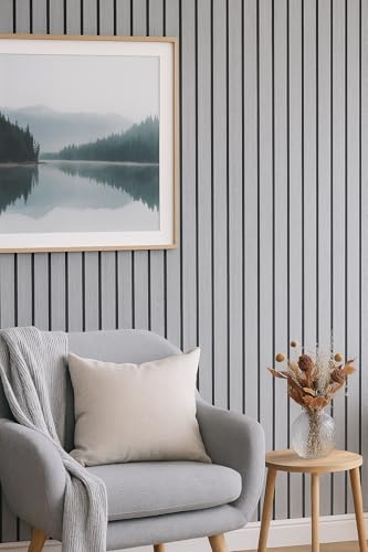 Be-Creative Light Grey Acoustic Soundproof Wall Panels – Slatted Panels 2.4 m × 0.6 m – Noise Reducing Cladding for Studios, Practice Rooms & Homes – Echo Control & Easy Installation