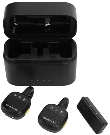 Jiawu Microfoni Lavalier Wireless Professionali con Acquisizione Audio Omnidirezionale, Compatibili con Telefoni IOS USB C, Perfetti per Interviste e Registi