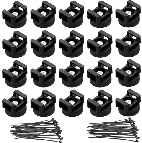 GOMETY 20 Stück Magnetische Kabelhalter, Kabel Halter mit Magnetische Kabelbinder Magnetische Kabelbinder-Basis Schwarzer Draht-Kabelhalter Magnetisch für Kabeldraht-Organisation für Auto Büro Zuhause