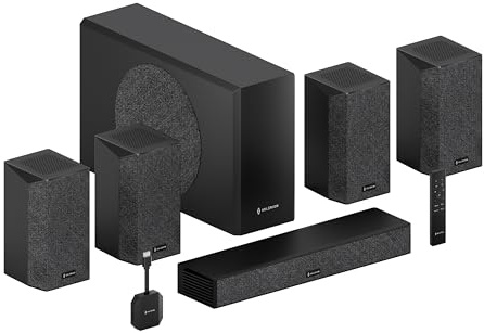 Valerion AWOL ThunderBeat 5.1.2 système Home cinéma Dolby Atmos sans Fil, 840 W avec Canal Central dédié, Caisson de Basses et Enceintes Surround, Latence <30 ms, idéal pour projecteurs