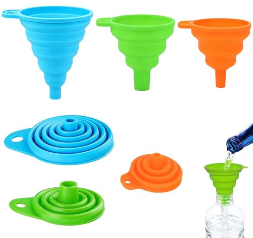 3 embudos plegables de silicona para cocina y cerveza