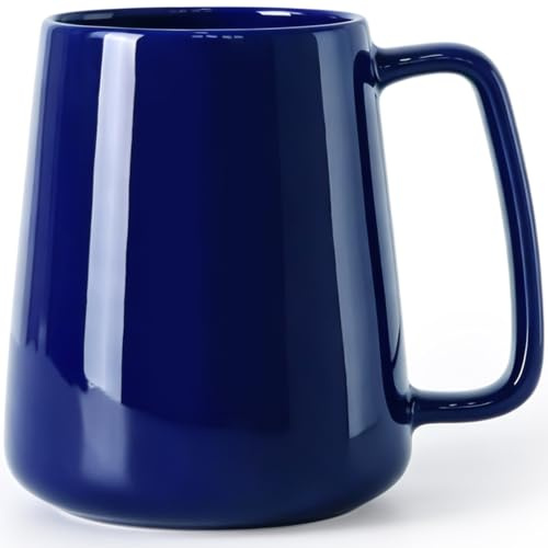 SHOWFULL 640 ml extra stor kaffemugg, överdimensionerade keramiska kaffemuggar, kraftig porslinskopp, stor kapacitet och stort handtag för pappa män kvinnor, mikrovågsugn och diskmaskinssäker, blå