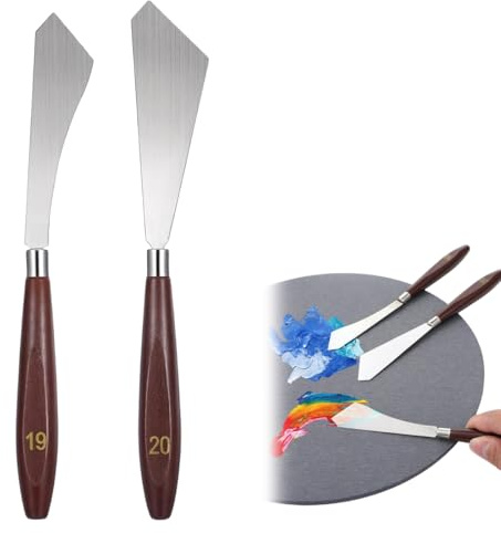YHIJSR 2 pezzi per pittura spatola per mescolare i colori, spatola in acciaio inox per colori acrilici, spatola per pittura acrilica, spatola per pasta texturizzante, acquerello, pittura ad olio