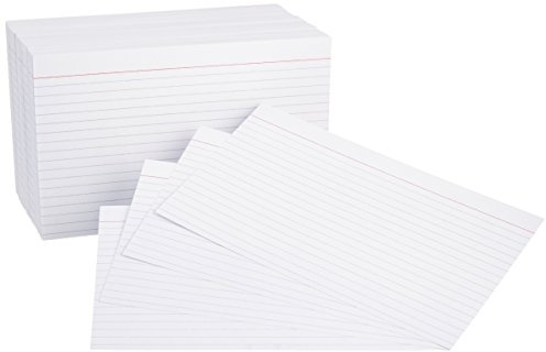 Amazon Basics Ruled Lined Index Cards for Studying and Note Taking, White, 5 x 8, 500 Count (5 Pack of 100)