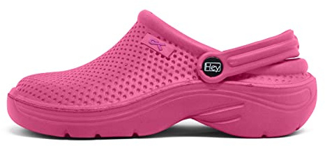 Hey Medical Uniforms Women’s Lightweight Slip‑On Nursing Clogs – Pink EVA Support Shoes for Work & Garden – Size 7