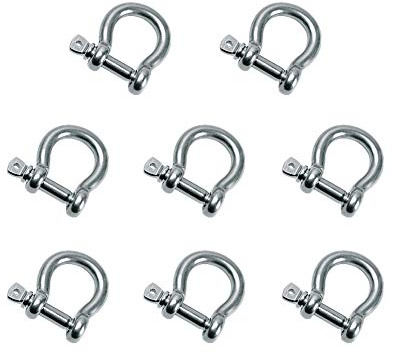 8 PCS M5 Stainless Steel Bow Shackle 3/16 (5mm) Forged Anchor Bow Shackle with Screw Pin for Paracord Jewelry Marine, Silver Color