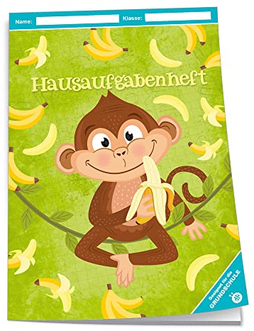 Trötsch Hausaufgabenheft Grundschule Affe: A5, 96 Seiten, mit extra starkem Klarsichtumschlag