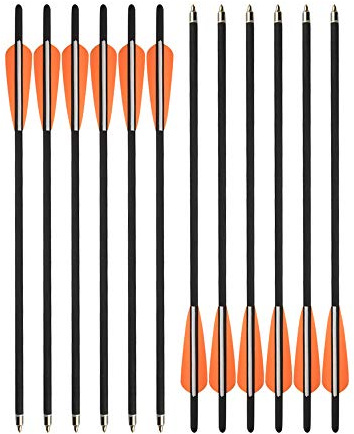 Milaem 12x Pernos de Ballesta de Carbono 18 20 22 Pulgadas Flechas de Ballesta 16 17 Pulgadas Flechas de Carbono para la Caza de Ballesta de Tiro con Arco (Naranja, 16 Inch)