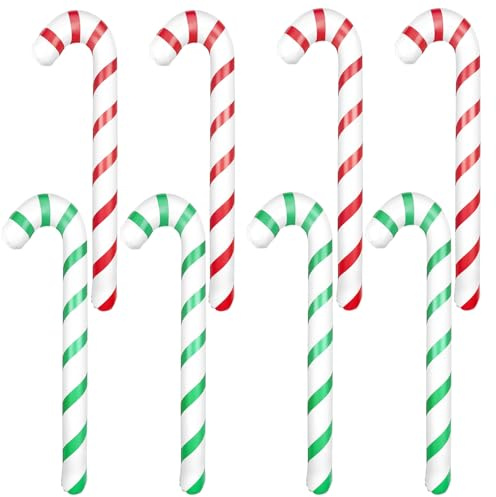 ASTARON 8 Stück 90cm Aufblasbare Weihnachten Zuckerstangen für weihnachtsdeko, Jumbo-Zuckerstangen für Weihnachtsdekorationen im Freien, Weihnachtsfeier-Dekorationszubehör