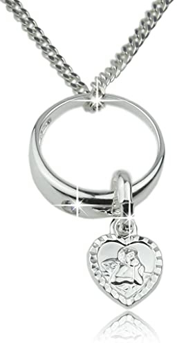 Der Taufring mit Schutzengel Anhänger in Herzform und Kette! Echt Silber - Das geniale Schmuckset zur Taufe -