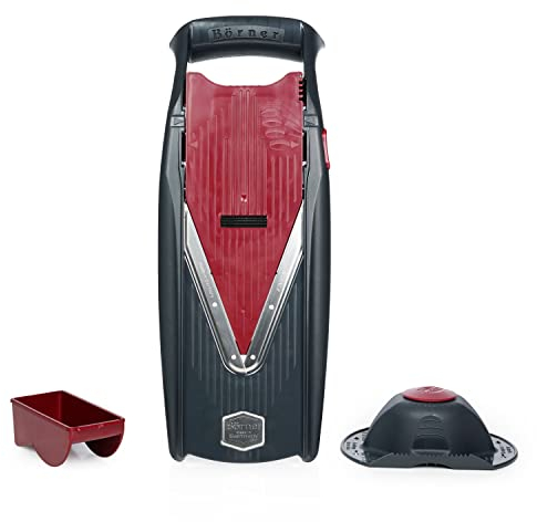 Börner Cortador de Verduras Vital (Set Básico) • Mandolina con Cuchilla en forma V y Función de Aderezo • Cortadora de Verduras y Frutas • Para Cortar Rodajas en 4 Diferentes Grosores