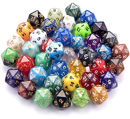 SIQUK 42 Stück Würfel Set 20 Seitige Würfel Bunt Spiel Wurfel D20 Polyedrisch Wurfel für DND MPG MTG Dungeons und Dragons