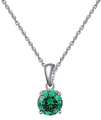 Bellitia Jewelry 925 sterling silver halsband januari månadssten ädelsten hänge med granat, årsdag födelsedagspresent fina smycken presenter till kvinnor flickor, Sterlingsilver, Smaragd