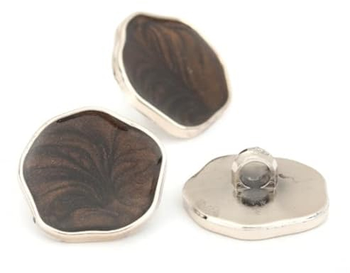 10 edle unregelmäßige Ösenknöpfe braun kaffeebraun Emaille 21 mm x 20 mmI Zum Nähen, annähen aufnähen Basteln Jackenknöpfe Blusenknöpfe