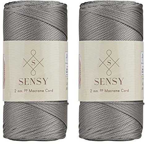 S Sensy - Grau 2MM Premium Polypropylen Makramee-Kordel 2 Stück, 200g, 230m