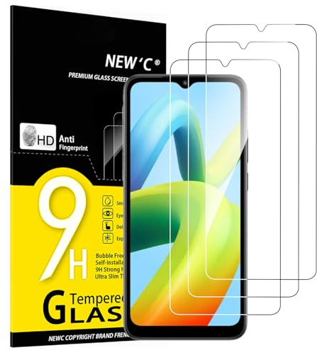 NEW'C 3 Piezas, Protector Pantalla para Xiaomi Redmi A1,A1+, A2,A2+, Cristal templado Antiarañazos, Antihuellas, Sin Burbujas, Dureza 9H, 0.33 mm Ultra Transparente, Ultra Resistente