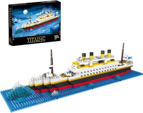 FULHOLPE Titanic Model Building Block Set, 1068Pcs Cruise Ship Titanic Boat Model Building Kit Compatible with Creator Expert 10294
