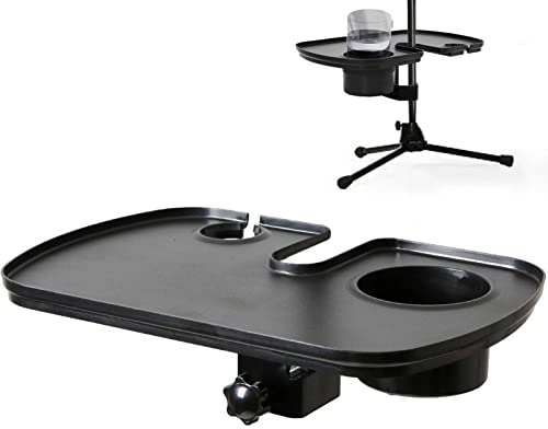 Microphone Stand Tray - Multifunctional Microphone Rack with Cup Holder,Utility Shelf for Music Stand, Sound Card Tray for Broadcasting, Stage, Recording, Live Streaming Nupaque