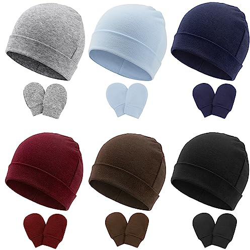 DRESHOW Neugeborenes Baby Mütze Hut und Handschuhe Set Beanie Bekleidung Unisex Infant Hut Kindergarten Mütze Baby Jungen Mädchen 0-6 Monate