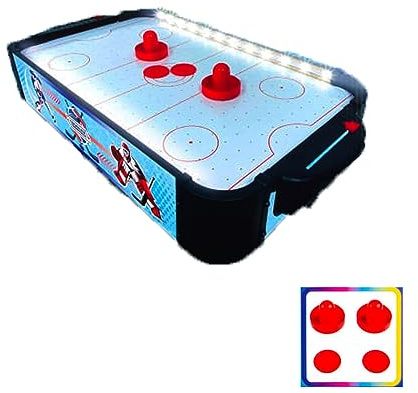 Fizporium LED Air Hockey Set, Tabletop Air Hockey, Electronic Air Hockey Table Game, Hockey Game with LED Lighting and Blower