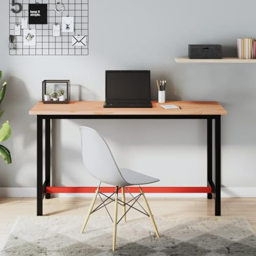 Festnight Werktisch Metall Holz-Arbeitsplatte Werkbank mit Holzplatte Arbeitsbank Arbeitstisch Werkstatt Metallgestell Workbench Werkstatttisch Werkzeugbank Packtisch 150x55x81,5 cm