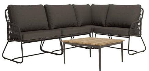 OUTLIV. Ecklounge Verona, Aluminium/Rope/Olefin, uv-beständig, witterungsbestäing, atmungsaktiv, 3 Sitzplätze, Teaklook/Anthrazit/Charcoal