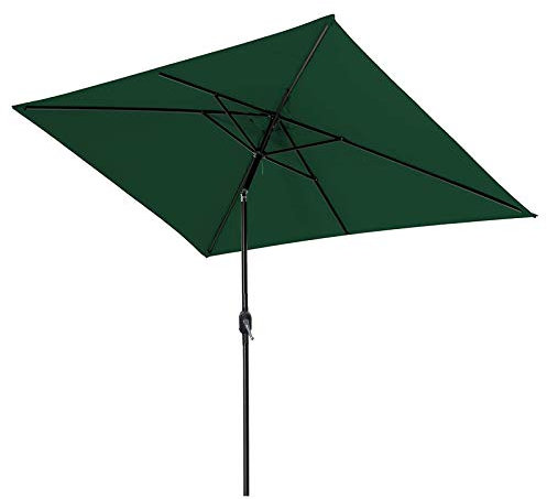 Ombrellone da patio Tavolo da esterno quadrato Ombrellone da patio, Piccolo ombrellone da mercato da spiaggia 2x2m con inclinazione e manovella a pulsante, Tettoia parasole portatile da giardino (Ver