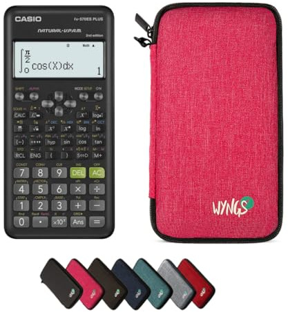 Casio fx-570ES Plus 2nd Edition inkl. WYNGS Schutztasche Pink - Wissenschaftlicher Taschenrechner - Basic Set