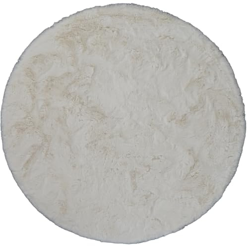 Consilio Concept Cloud Fellteppich 120x120 Ivory weiß Creme Teppich Supersoft 39 mm Höhe Soft weich Hasenfell Imitat beige braun Wohnzimmerteppich Kinderzimmerteppich Küchenteppich Flurteppich
