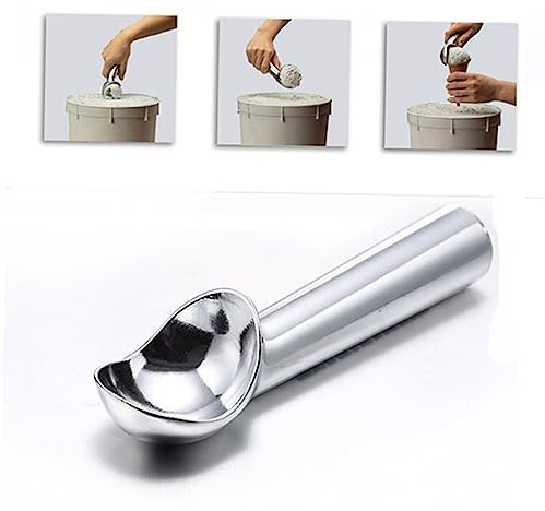 Ciieeo Aluminum Alloy Ice Cream Scoop and Cookie Dough Baller 2 Ounces Non-Stick Metal Melon Baller for Mashed Potatoes and Baking, Silver