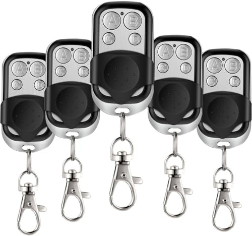 EunnacoTop 433Mhz telecommande Universelle Portail,Kit d'extension de 5 pièces,telecommande de Porte de Garage Duplicateur,Télécommande de Porte-cles pour clonage et Copie Garage électrique