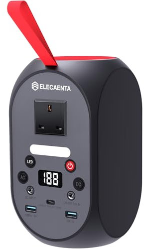 ELECAENTA Portable Power Station, 99Wh LiFePO4 Battery 6x Lifespan Solar Generator AC 120W (Peak 200W), PD 30W Input/Output for Outdoors Camping Travel Fishing RV Trip Emergency Power Supply