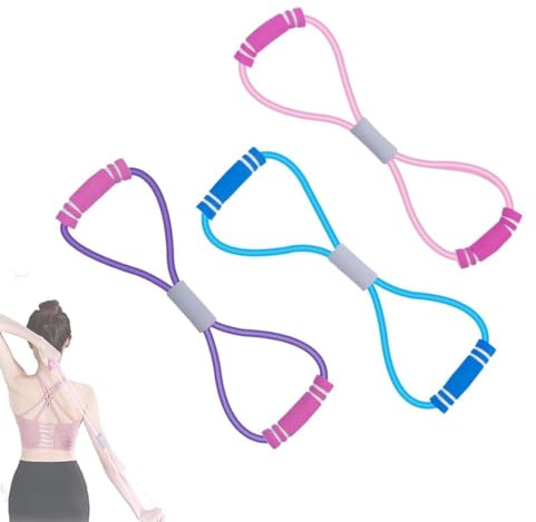 3 Stück Saludea Resistance Band, Saludea Figure 8 Resistance Band with Handles, Fitnessbänder, Resistance Bands, Fitnessbänder, Widerstandsband, Gymnastikband für Yoga, Pilates, Krafttraining