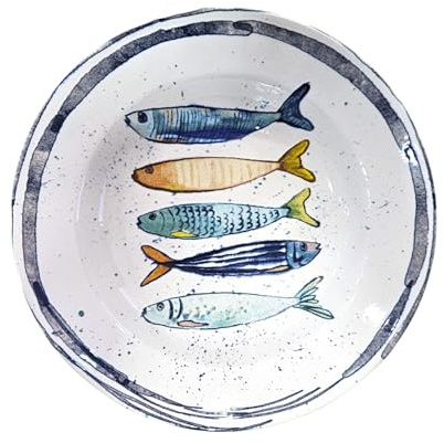Ekilikua Home Vajilla de cerámica con dibujos de peces | Cuenco Cerámica | Plato de Cocina | Fuente Vajilla de Porcelana Vintage Diseño | Ideas de Regalos Hogar (29 Ø, Plato Pasta)