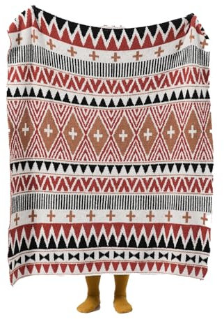 LDZDGD Boho-Stil Strickdecke - Weiche Kuschelige Fleecedecke für Bett, Sofa, Couch, Leichte Dekorative Decke für Alle Jahreszeiten, Sternenmuster, 100% Polyester