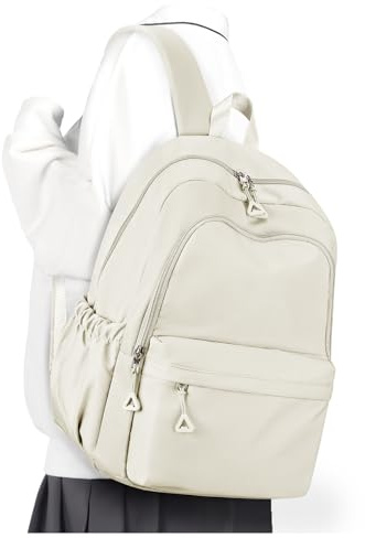 winspansy Schulrucksack Teenager Mädchen Jungen Schultasche Leichter Rucksack Schule Herren Damen Aesthetic Wasserdicht School Bag Backpack Laptop Rucksäcke Casual Daypacks -Beige