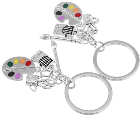 Beaupretty Paint Palette Charm Keychain for Artists Art Lovers Paintbrush Charm Pendant Key Ring for Painting Brushes Art Lovers
