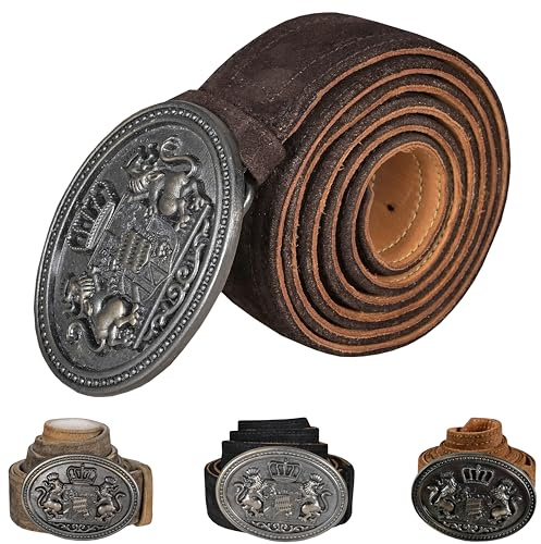 German Wear Herren Trachtengürtel aus Echtleder Trachten Lederhosen Gürtel mit Trachten Schnalle